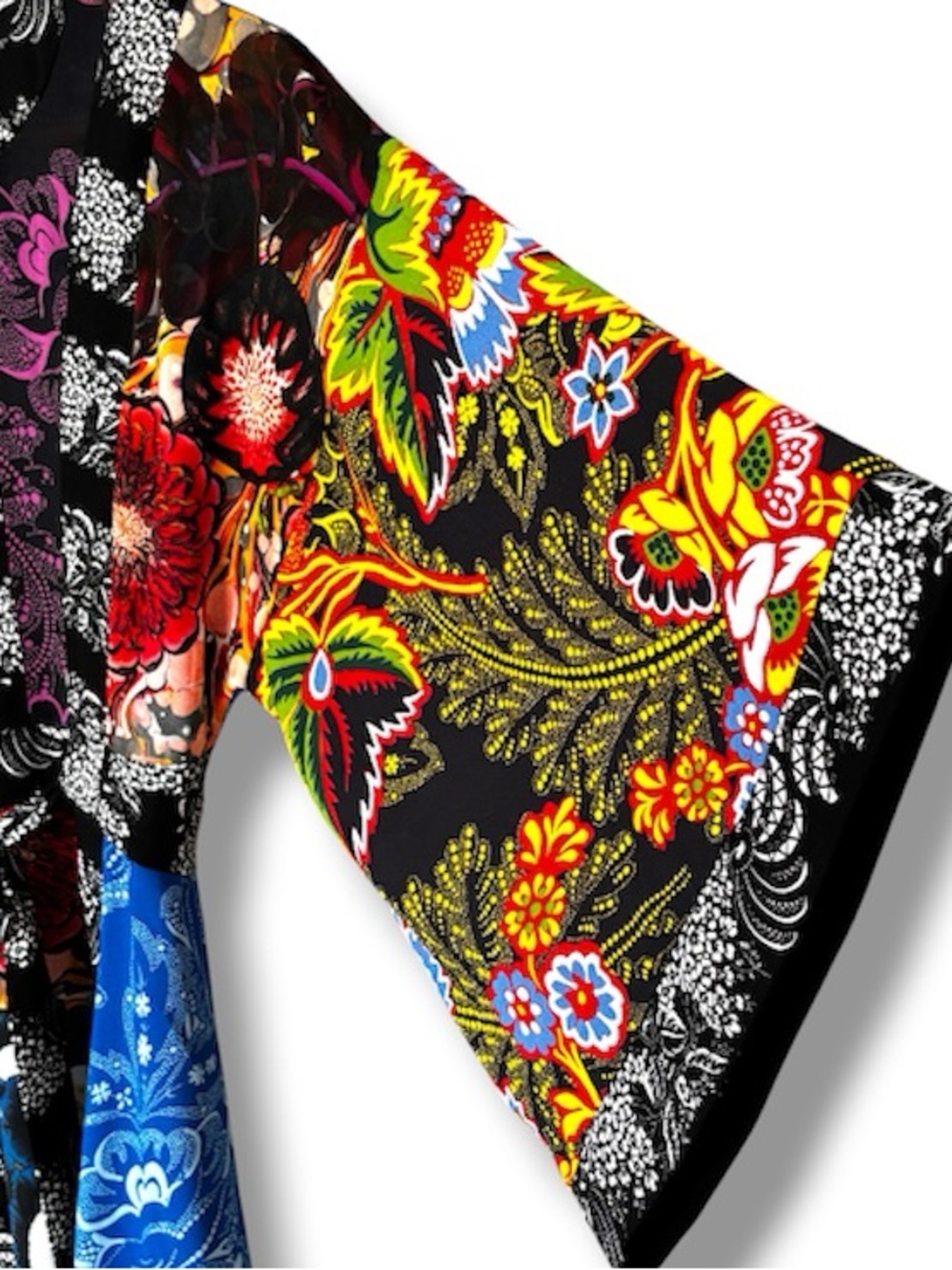DESIGUAL Mixed Print Patchwork Kimono Sleeve Belted Midi Dress | Size 36 / S - Picture 7 of 11